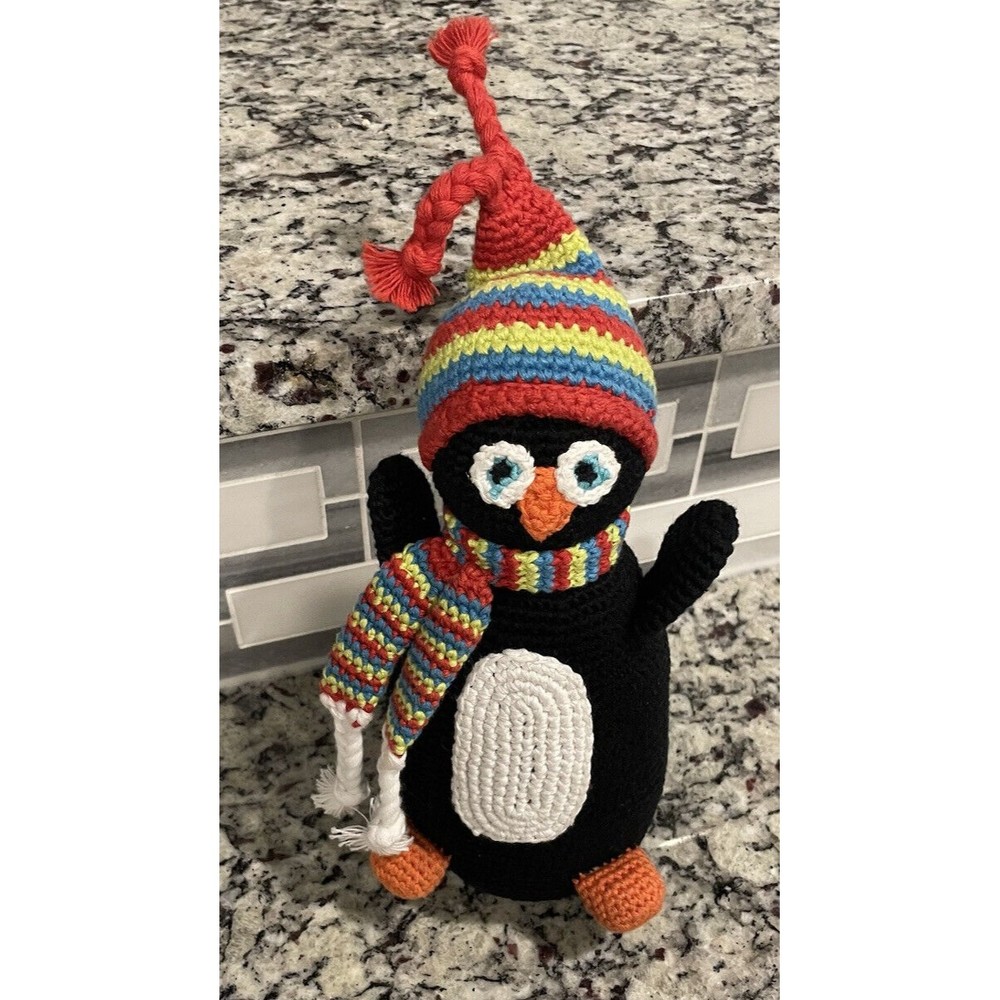 Pebble Crochet Knit Penguin Doll Baby Soft Toy Rattle Organic Hathay Bunano